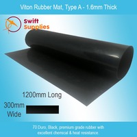 Viton Rubber, Type A   1.6mm Thick x  300mm Wide x 1200mm Long (Black, 70 Duro)