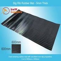 Big Rib Rubber Mat 5mm Thick x 600mm Wide x  600mm Long