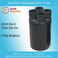 Heat Shrink Cable Breakout Boot 4-Way,  40mm In,  12mm Out