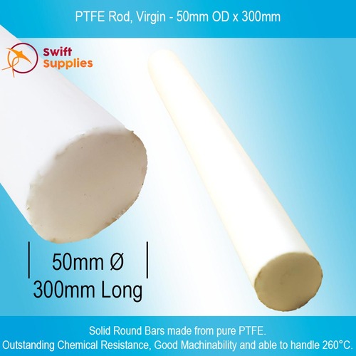 PTFE Rod, Virgin - 50mm OD x 300mm Long