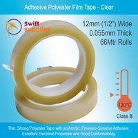 Adhesive Polyester Film Tape, Clear -  12mm Wide x 66 Metres Long