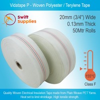 Vidatape P Woven Polyester Electrical Tape - 0.13mm x 20mm x 50Mtrs
