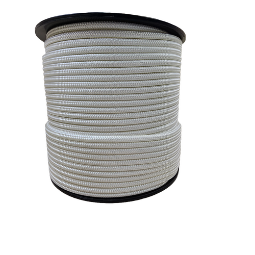  Double Braided Polyester Yacht Rope - 6mm Dia. - White (Natural, Per Metre)