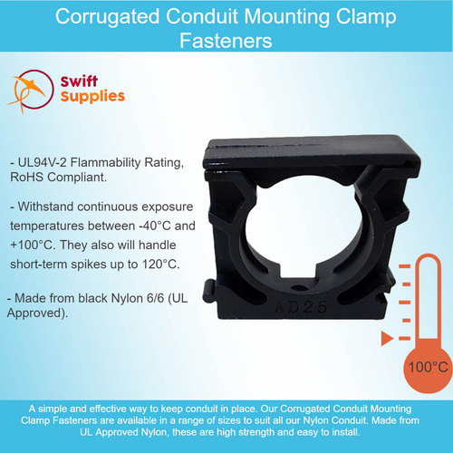 Corrugated Conduit Mounting Clamp for 9.9mm Ø Corrugated Tube