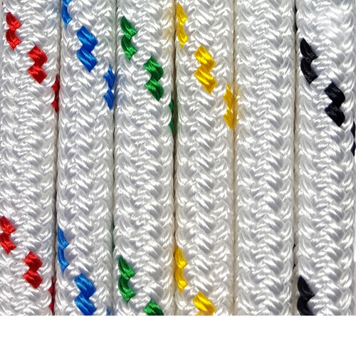  Double Braided Polyester Yacht Rope - 6mm Dia. - White (Natural, Per Metre)