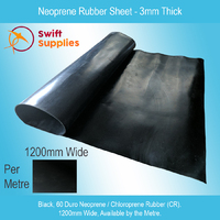Neoprene Rubber Sheet  3mm Thick x 1200mm (Black, 60 Duro, Per Metre)