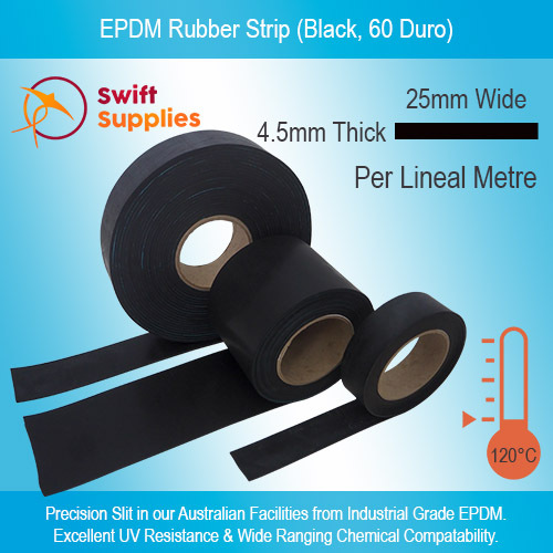 EPDM Rubber Strips (Black) - 4.5mm Thick