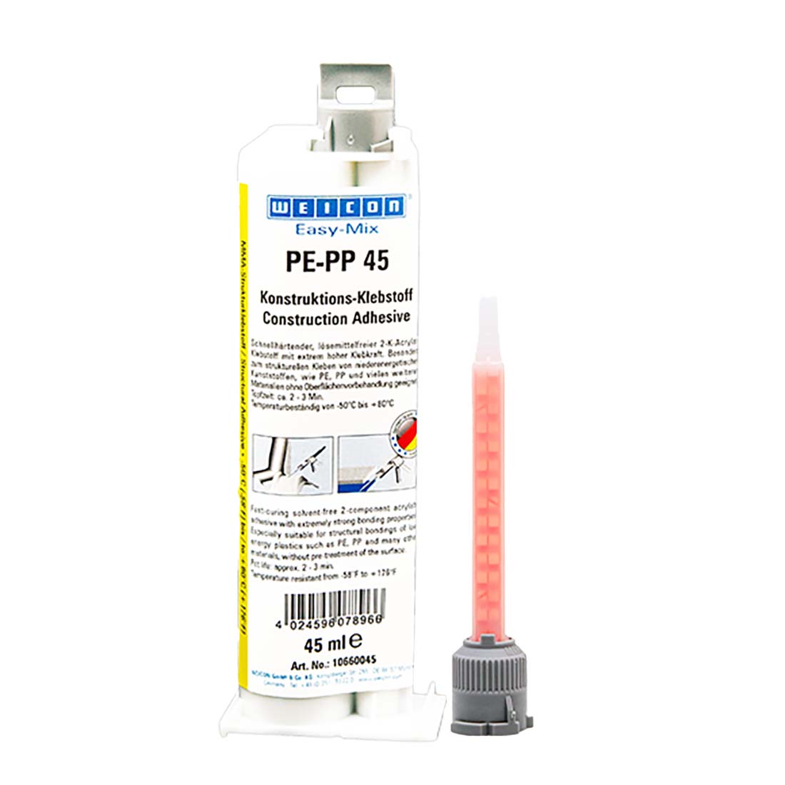 Easy-Mix PE-PP Polyethylene and Polypropylene Adhesive, 45ml - 10660045